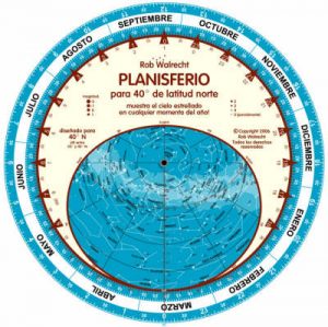 Planisferio Para 40 Grados De Latitud Norte (Spanish): Muestra El Cielo Estrellado Cualquier Momento Del Ano