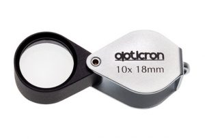 Hand lens (Opticron) X10 magnification: 18mm diameter