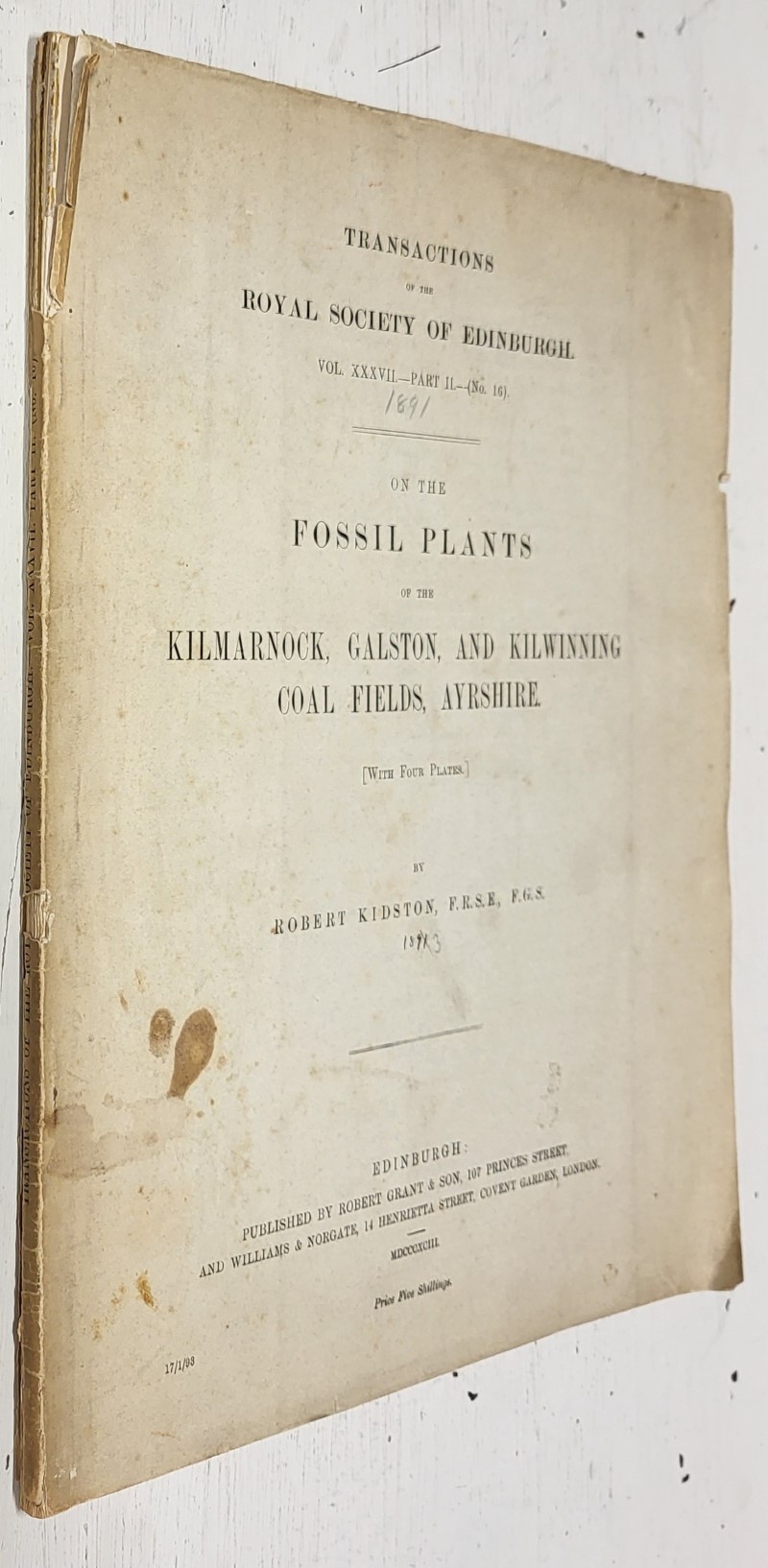 On the Fossil Plants of the Kilmarnock, Galston, and Kilwinning Coal Fields, Ayrshire